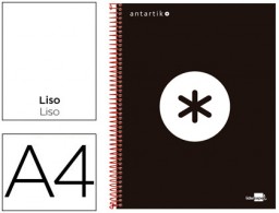 Cuaderno espiral Liderpapel Antartik A-4 tapa forrada 120h micro 100g liso color negro